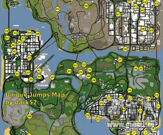 Landkarte einzigartige Sprünge in GTA San Andreas