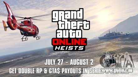 Description promotions en cours pour le double de prix pour en ligne hold-up de «Series A» et des missions secondaires dans GTA en Ligne.