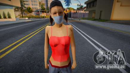 Katie Zhang dans un masque de protection pour GTA San Andreas