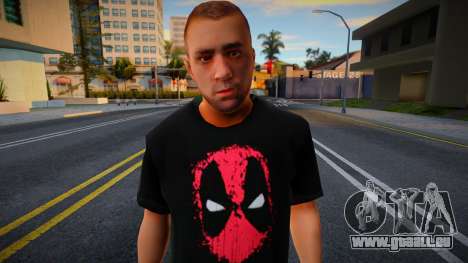 Ein Mann in einem Deadpool-T-Shirt für GTA San Andreas